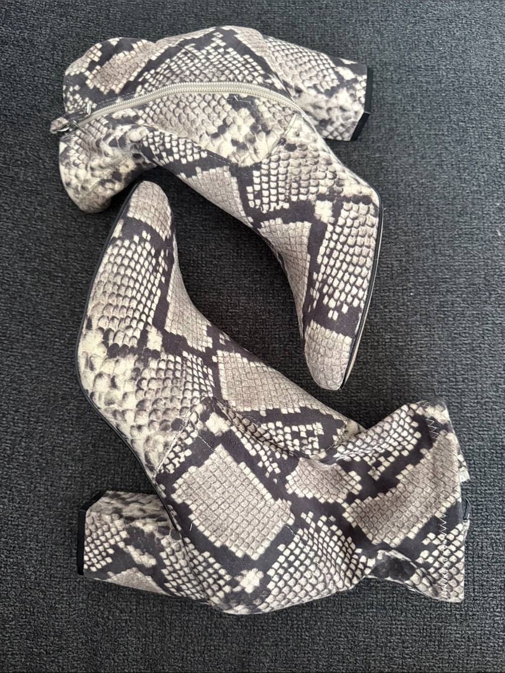 Snake-Print Ankle Boots - Neutral
